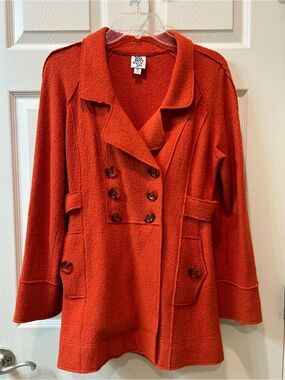 ivy jane Bright Orange Textured Double-Breasted Pea Coat
